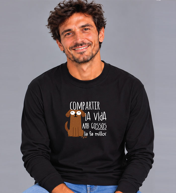 Samarreta home màniga llarga en català